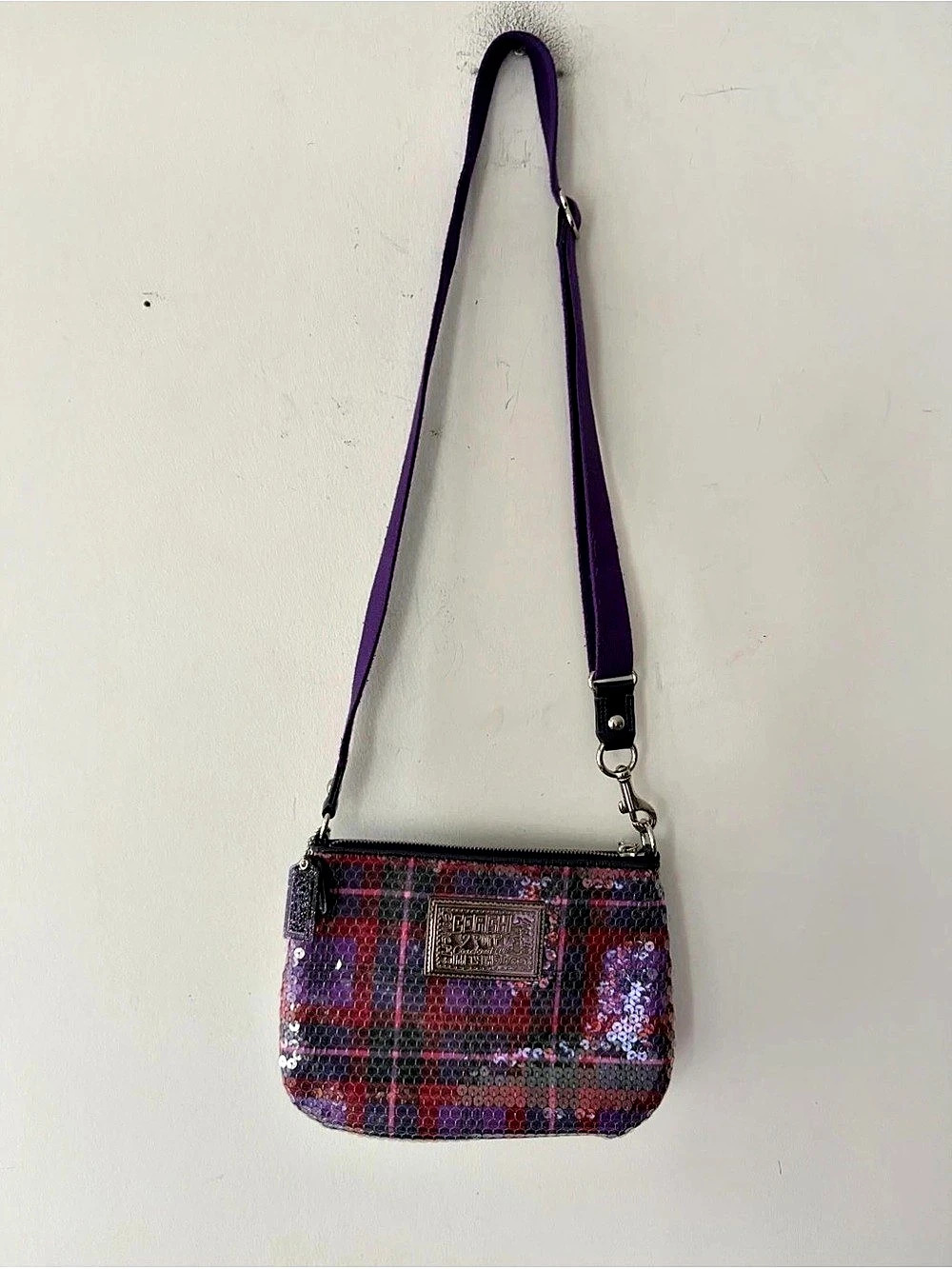 Coach Poppy Sequin Plaid Crossbody Bag